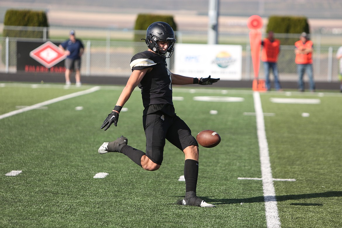 In addition to playing receiver and outside linebacker, Royal senior Edgar De La Rosa also punts and returns kicks for the Knights.