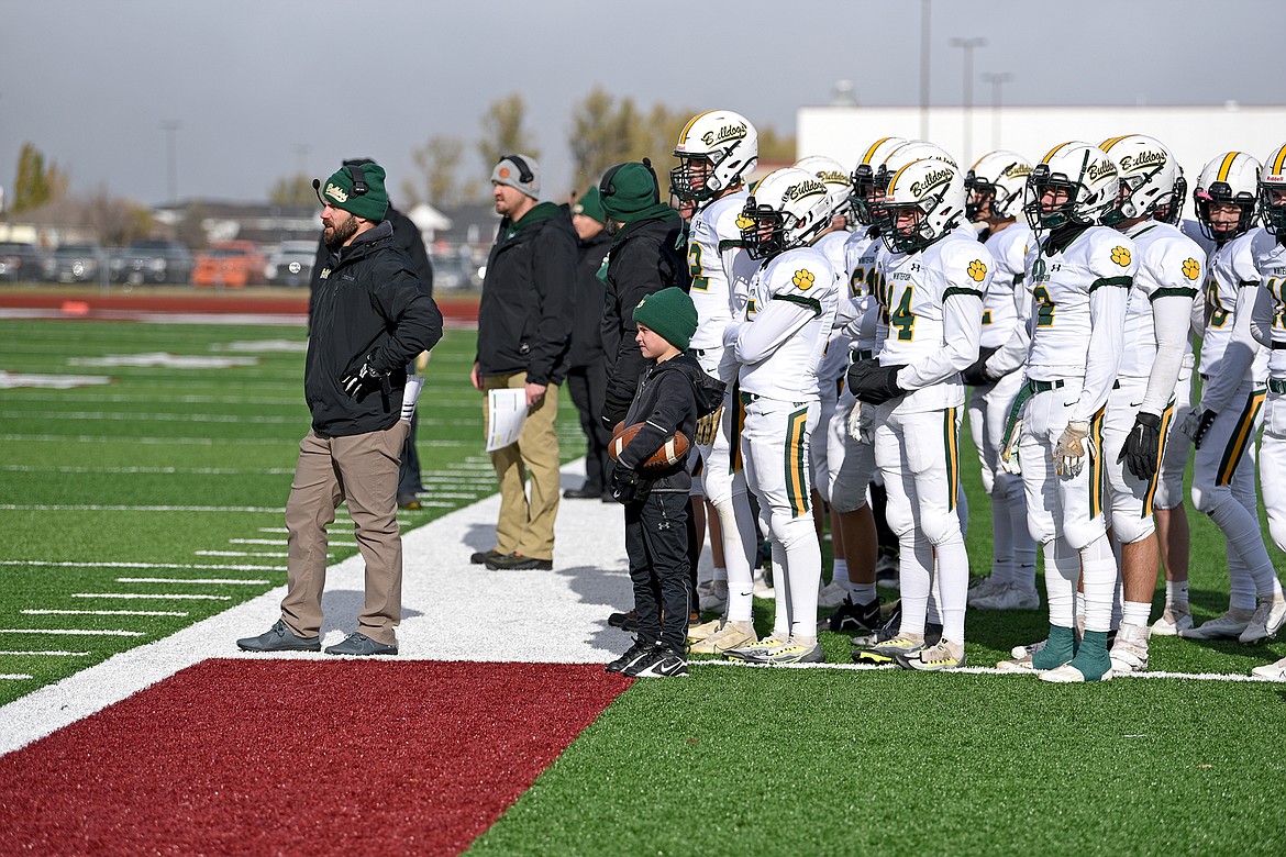 The Whitefish football sideline during a quarterfinal playoff game against Hamilton Saturday. (Whitney England/Whitefish Pilot)