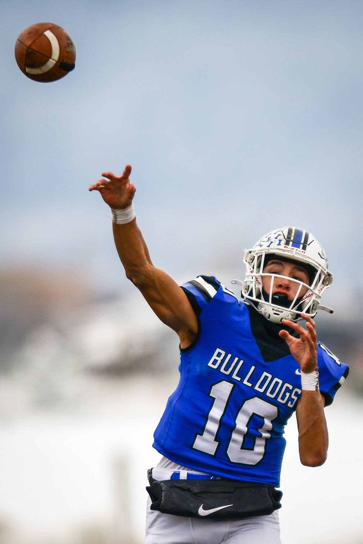 Mission quarterback Kellen McClure (10) passes in the first quarter against Fairview at St. Ignatius High School on Saturday, Nov. 12. (Casey Kreider/Daily Inter Lake)