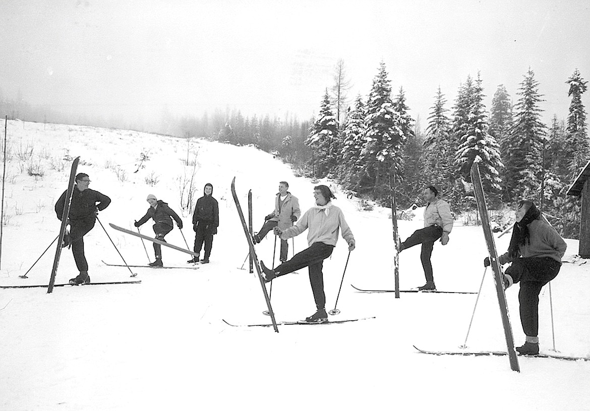 Skiers are pictured as they learn to ski at Pine Street Hill in the early 1950s. The photo, taken Jim Parsons Jr., was donated to the Bonner County Historical Society by Parsons.