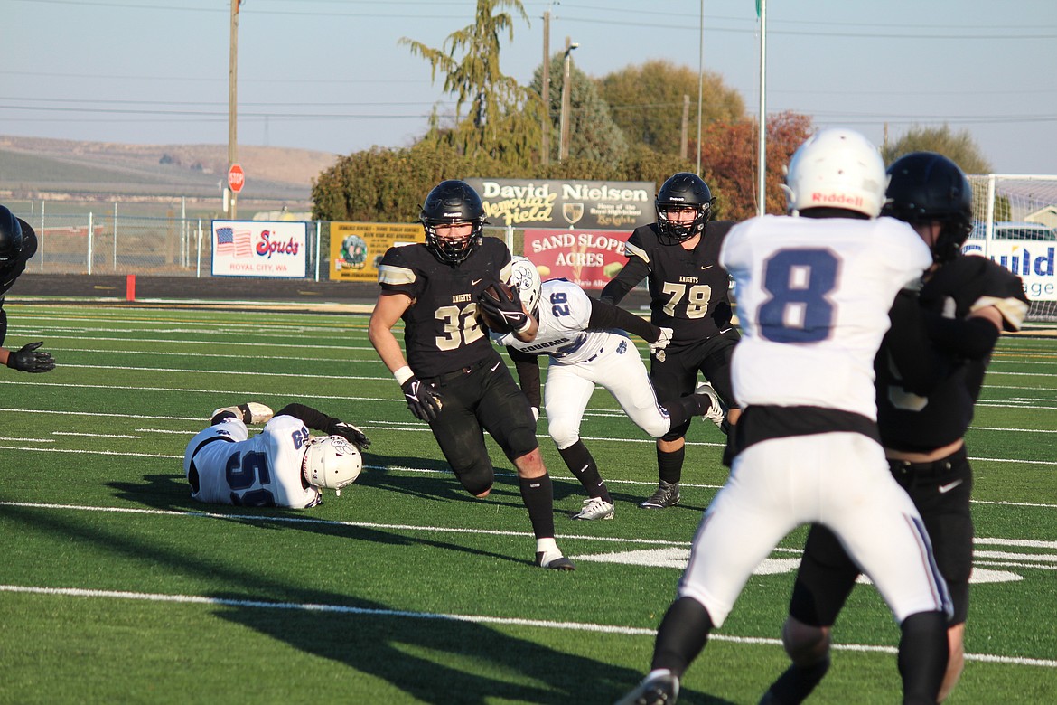 Royal’s Kaleb Hernandez turns the corner. The Knights defeated Cascade Christian in its first-round playoff game.