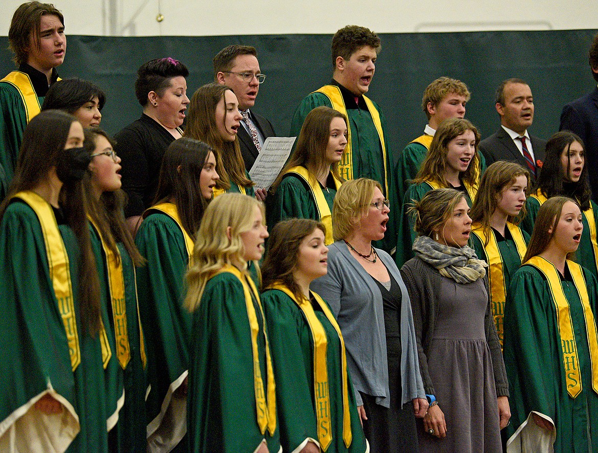 The choir performs during the Whitefish High School Veterans Day Celebration event on Thursday, Nov. 10. (Whitney England/Whitefish Pilot)