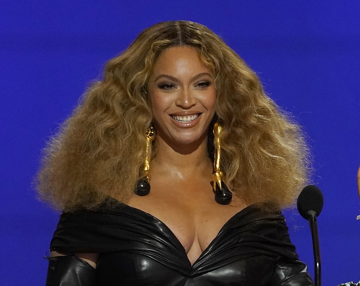 Beyonce appears at the 63rd annual Grammy Awards in Los Angeles on March 14, 2021. Beyoncé is nominated for nine Grammy Awards, including record and song of the year for “Break My Soul” along with album of the year with “Renaissance." (AP Photo/Chris Pizzello, File)