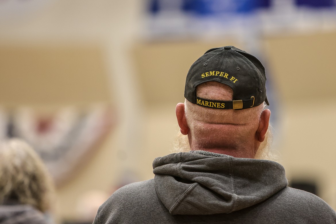 A veteran watches the high school Veteran's Day assembly last Thursday. (JP Edge photo)