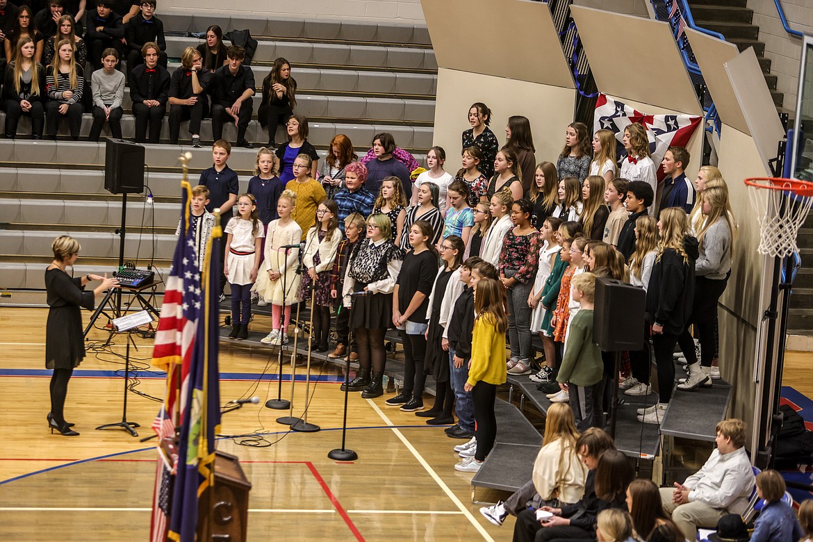 The Jr. High Choir performs at the Veteran's Dat Assembly last Thursday. (JP Edge photo)