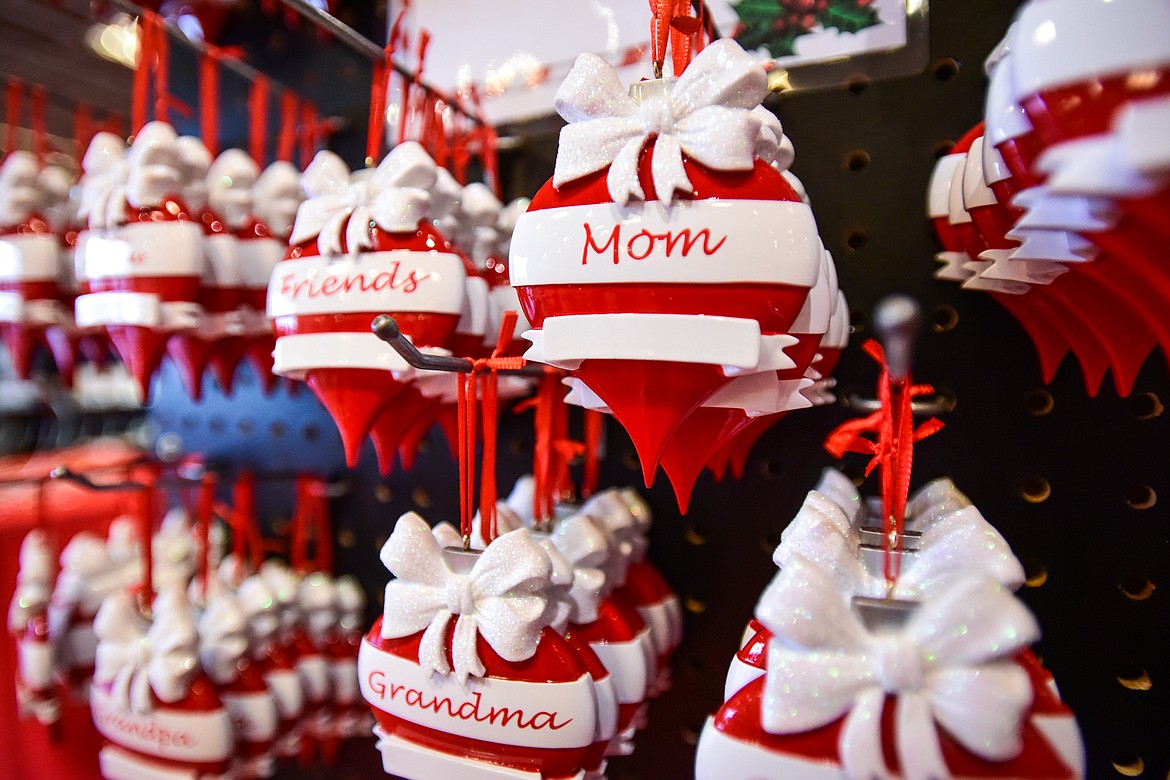 Customizable Christmas ornaments with a space for a personalized message at Everything Christmas in Kalispell on Wednesday, Nov. 16. (Casey Kreider/Daily Inter Lake)
