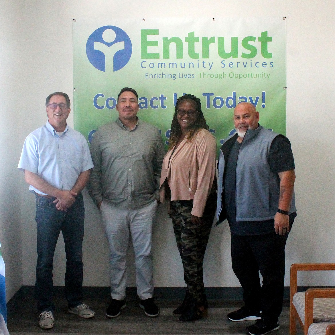 From left: Tom Gaulke, Jose Hernandez, Miranda Bridges and Martin Cervantes of Entrust Community Services.