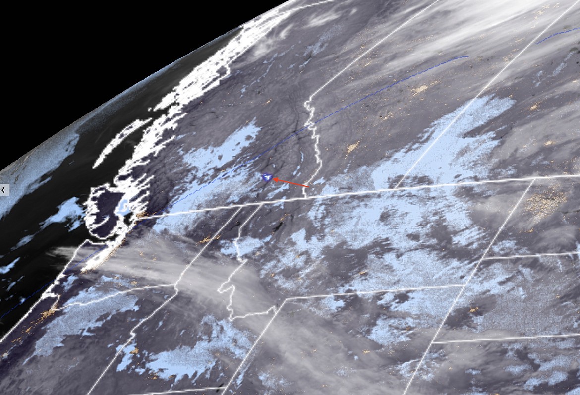 National Oceanic and Atmospheric Association GOES satellites picked up Thursday morning's meteor as a lightning strike. (NASA image)