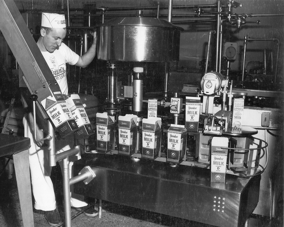 Van’s Creamery at 308 N. Fourth Street had modern machinery to fill milk cartons in the 1950s.