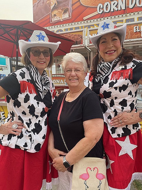 Blazen Divaz founder and CEO Julia Parmann, right, is seen here with Divaz Kay Mills, right, and Jean Slagle at the 2021 North Idaho State Fair. Parmann unexpectedly died in July, but her Blazen Divaz family will perform in the Lighting Ceremony Parade and dance in her honor Friday.