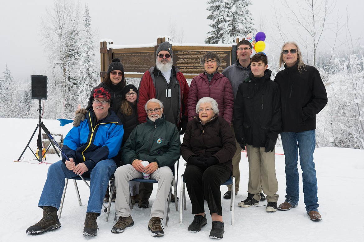 Family and friends of Lloyd Muldown, Ed Schenck and George Prentice, the men who pioneered skiing on Big Mountain, were honored at Whitefish Mountain Resort during the ski hill’s 70th birthday in 2017. (Whitefish Pilot file)