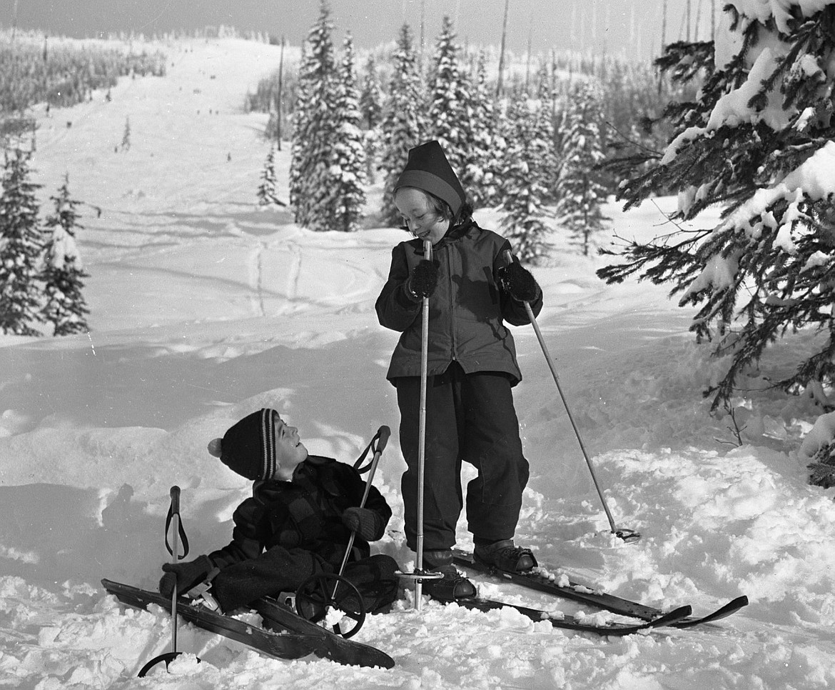 Young skiers on Big Mountain in 1948. (Mel Ruder/Hungry Horse News)