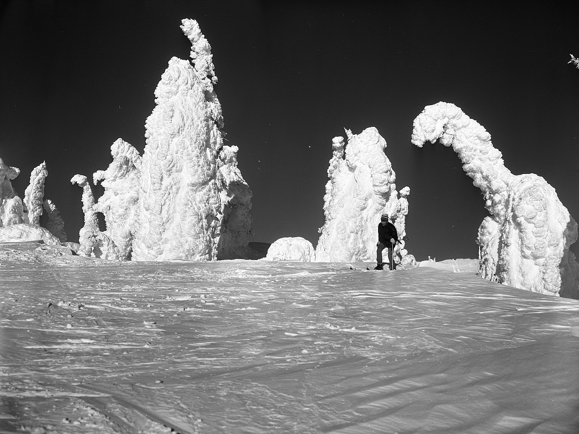 Skiing through snow ghosts on Big Mountain in 1971. (Mel Ruder/Hungry Horse News)