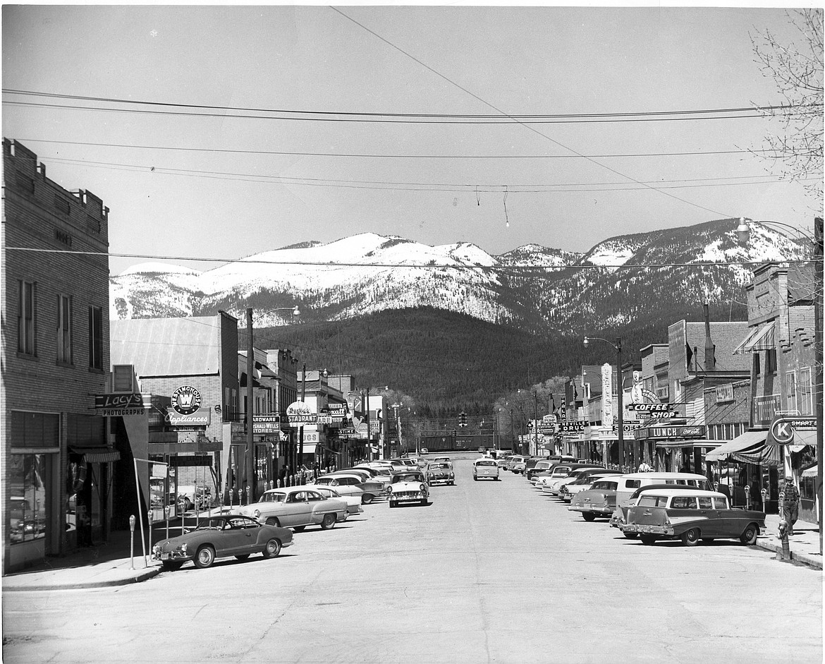 Downtown Whitefish Montana as it appeared in the 1950s, when the Big Mountain ski resort was just getting going. (Photo courtesy of Stumptown Historical Society archives)