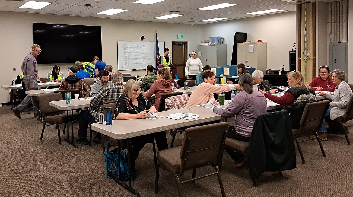 County Clerk Michael Roasedale and the Idaho Secretary of State's team supervise Bonner County's election audit on Nov. 22. Bonner County was one of eight counties randomly chosen for an audit this election cycle.