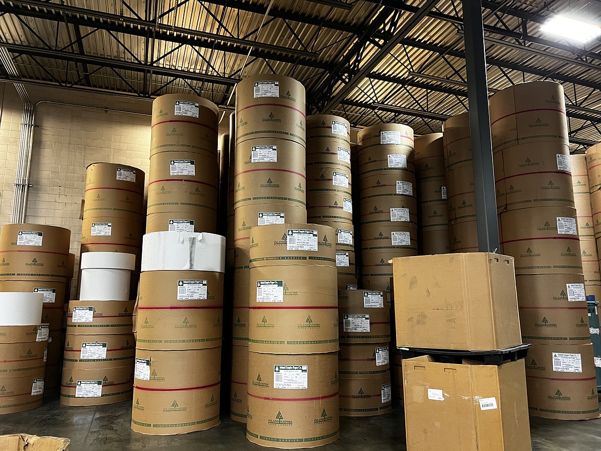 Stacks of rolls of newsprint just waiting for their opportunity to become newspapers. And other things... I guess.