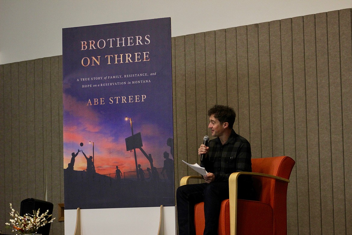 The ImagineiF Library Foundation’s “Read Between the Wines” fundraiser for the new Bigfork Library featured a talk from author Abe Streep, who wrote ‘Brothers on Three,’ a nonfiction novel about the Arlee Warrior’s basketball team. (Taylor Inman/Bigfork Eagle)