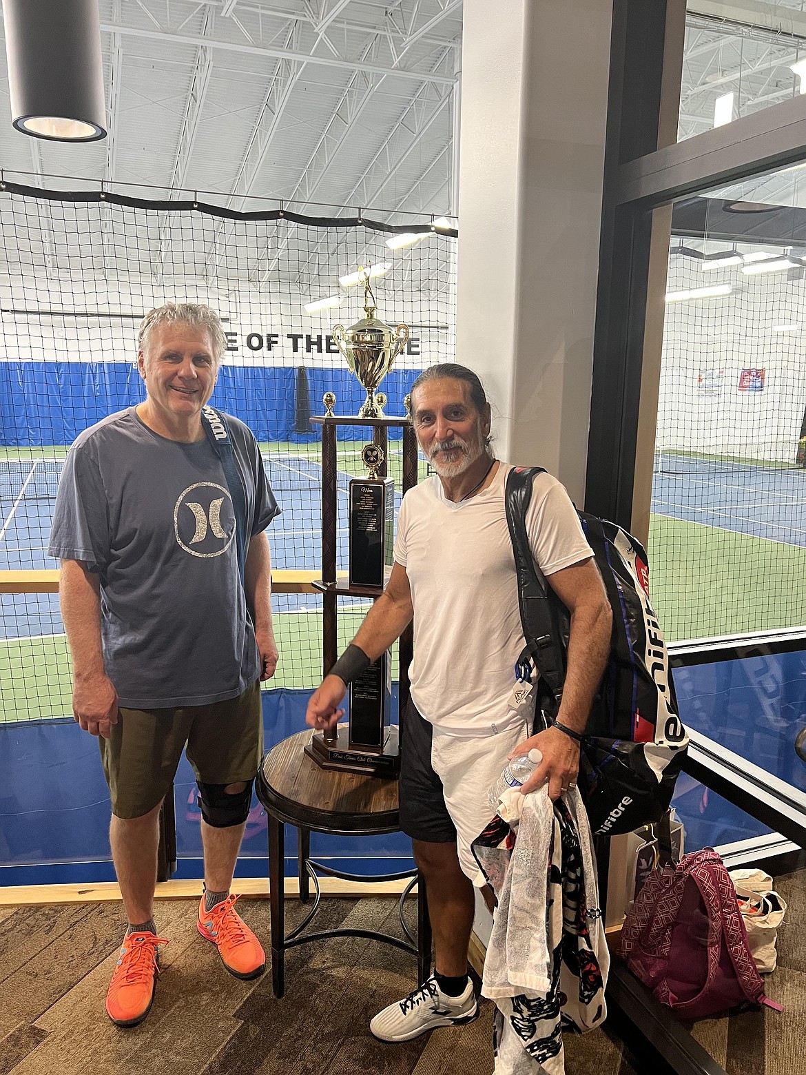 Courtesy photo
The men's 4.0 doubles champions at the recent Peak Hayden member tennis tournament were, from left, Paul Bernard and Eric Seaman, who defeated Allen Levesque and Jerry Miller 6-4, 6-4.