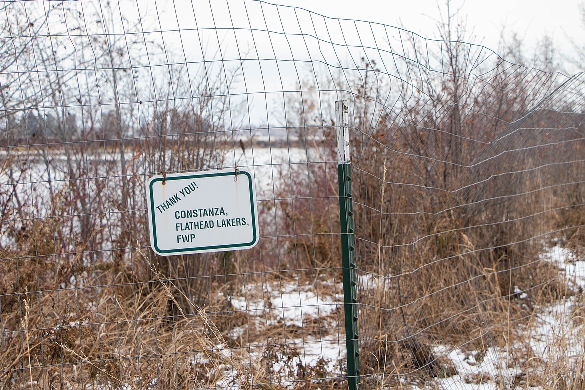 A sign is seen on conserved land at the Seabaugh family farm on Nov. 14, 2022. (Kate Heston/Daily Inter Lake)
