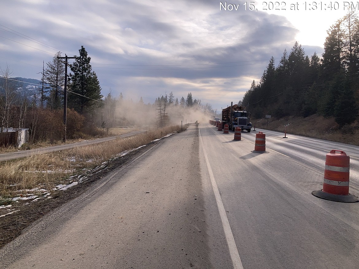 Crews work on the U.S. 95 project this fall. Construction on a U.S. 95 project between Lakeshore Drive and Sagle Road is on hold for the winter.