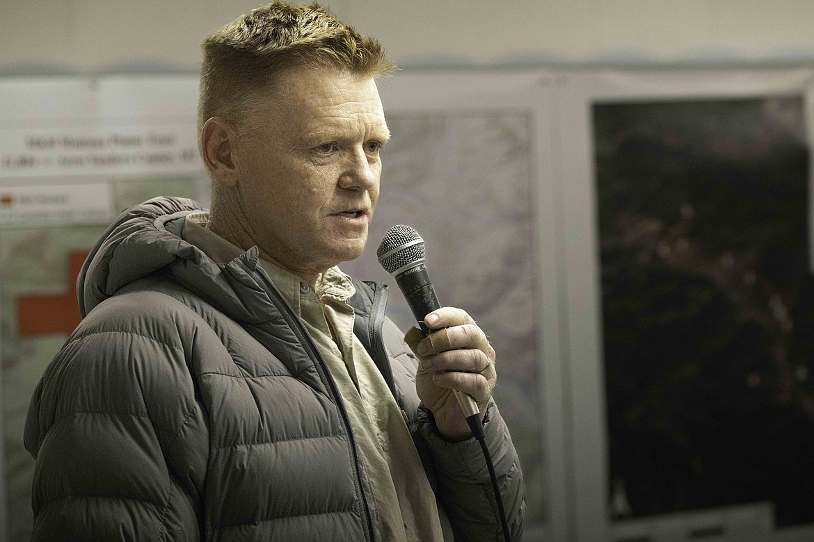 Lee Anderson, Region 1 supervisor for Montana Fish, Wildlife and Parks, speaks at a meeting held in Plains to discuss public access to private lands. (Tracy Scott/Valley Press)