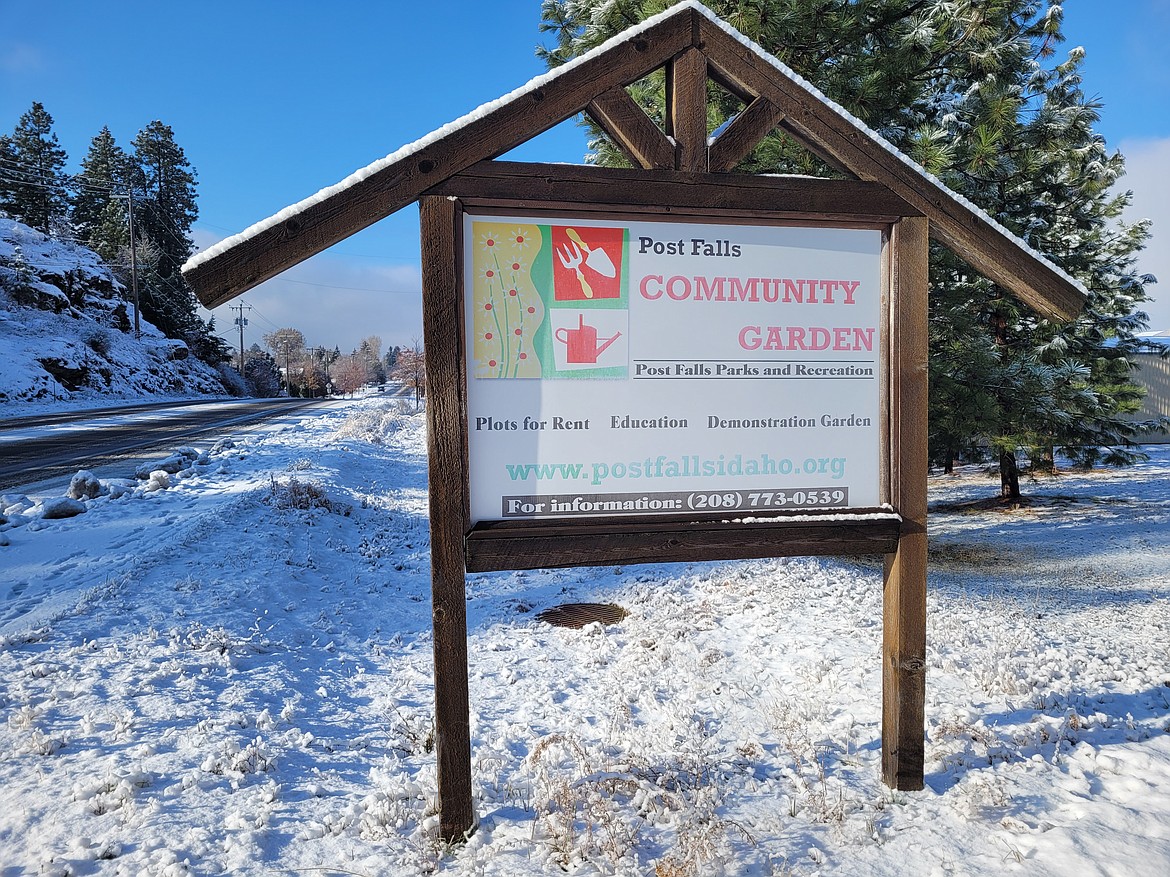 This sign greets those who drive by the Post Falls Community Garden on Third Avenue. The garden will be renamed to honor the late Rick Noordam, who was instrumental in bringing a community garden to Post Falls.