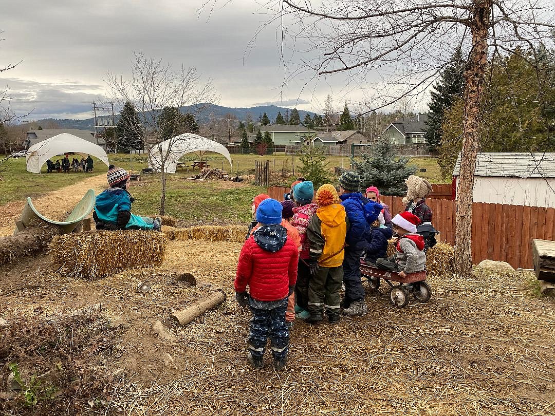 Sandpoint Waldorf School kindergarteners play outside earlier this fall. The school's students recently shared the many things for which they are grateful.