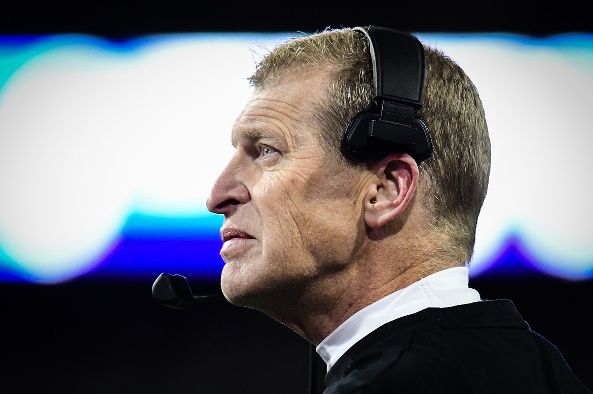 Grizzlies head coach Bobby Hauck looks on during an FCS playoff game against Southeast Missouri State at Washington-Grizzly Stadium on Saturday, Nov. 26. (Casey Kreider/Daily Inter Lake)