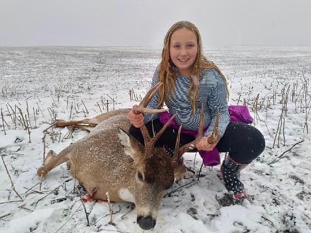 First year hunter, Addison Ringer, 10, took her first buck in Bonners Ferry, Idaho.