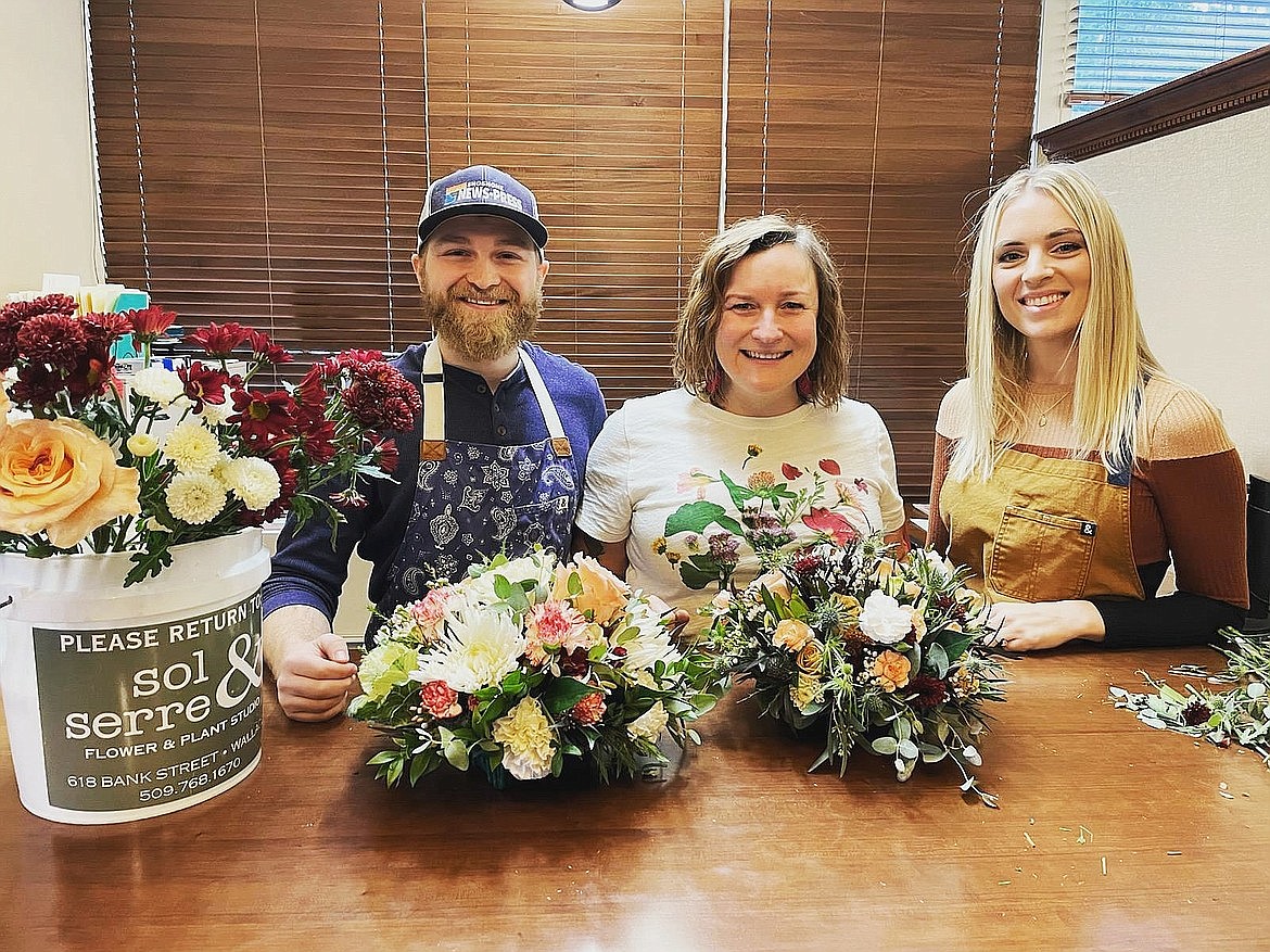 Chanse Watson, Sarah Murphy and Chelsea Newby at the 2021 Silver Valley Christmas Fund Telethon held at the Shoshone News-Press.