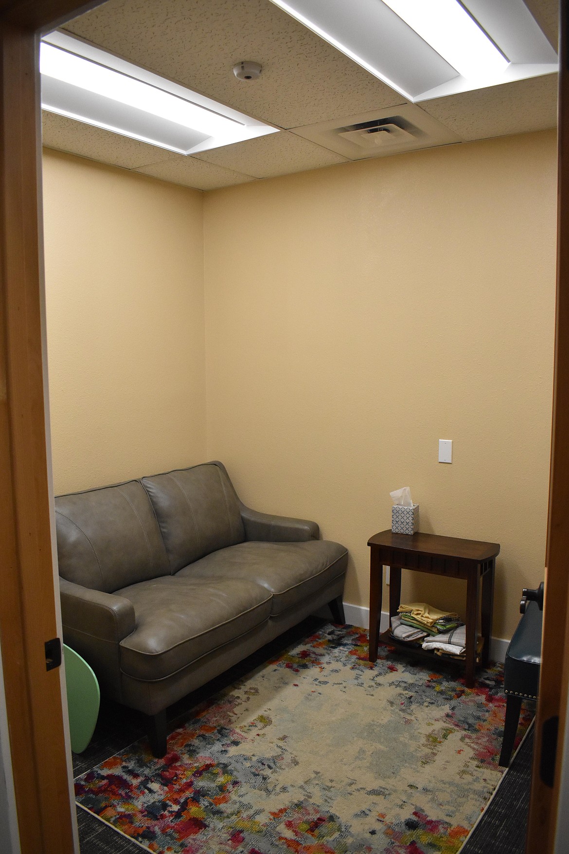 The forensic interview room at Kids Hope has hidden microphones and cameras for law enforcement to observe during the interview of a child.