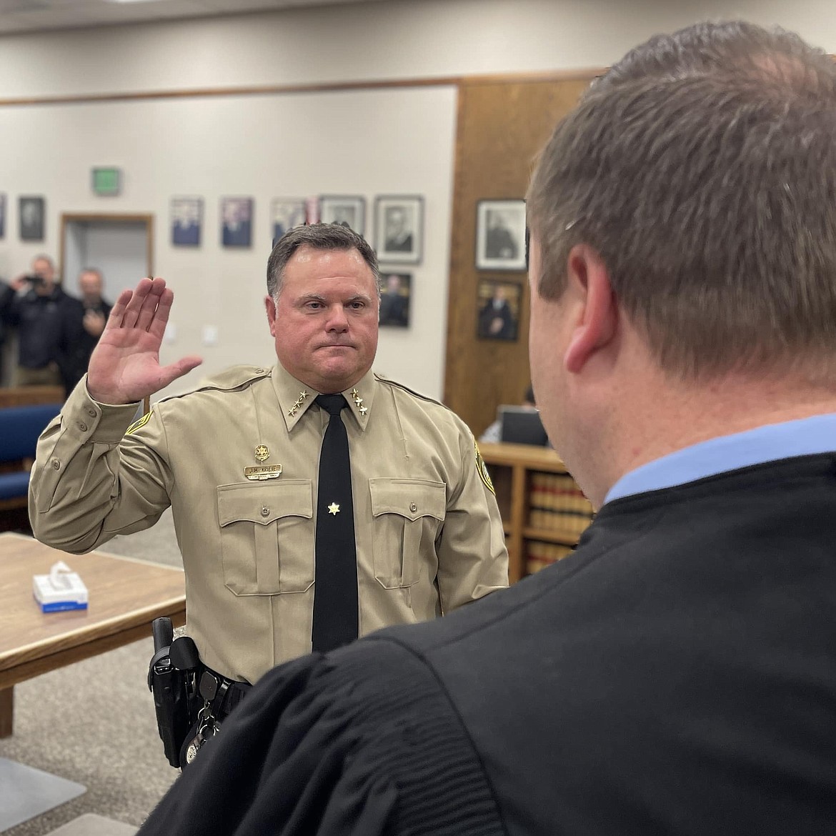 Superior Court Judge Tyson Hill administered the oath of office on Nov. 29 to newly-elected Grant County Sheriff Joey Kriete.