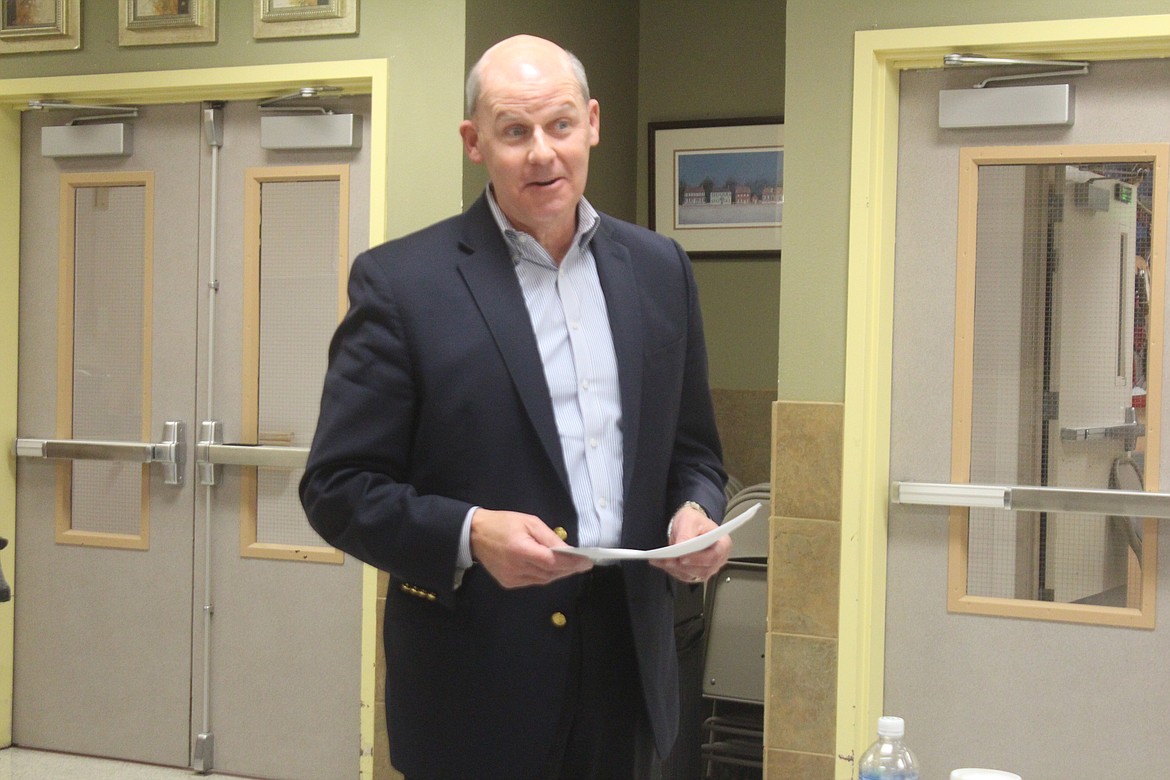 Jim Nelson, consultant for financing the new Quincy Valley Medical Center project, gives the QVMC board a timeline for bond sales at the regular meeting Monday.