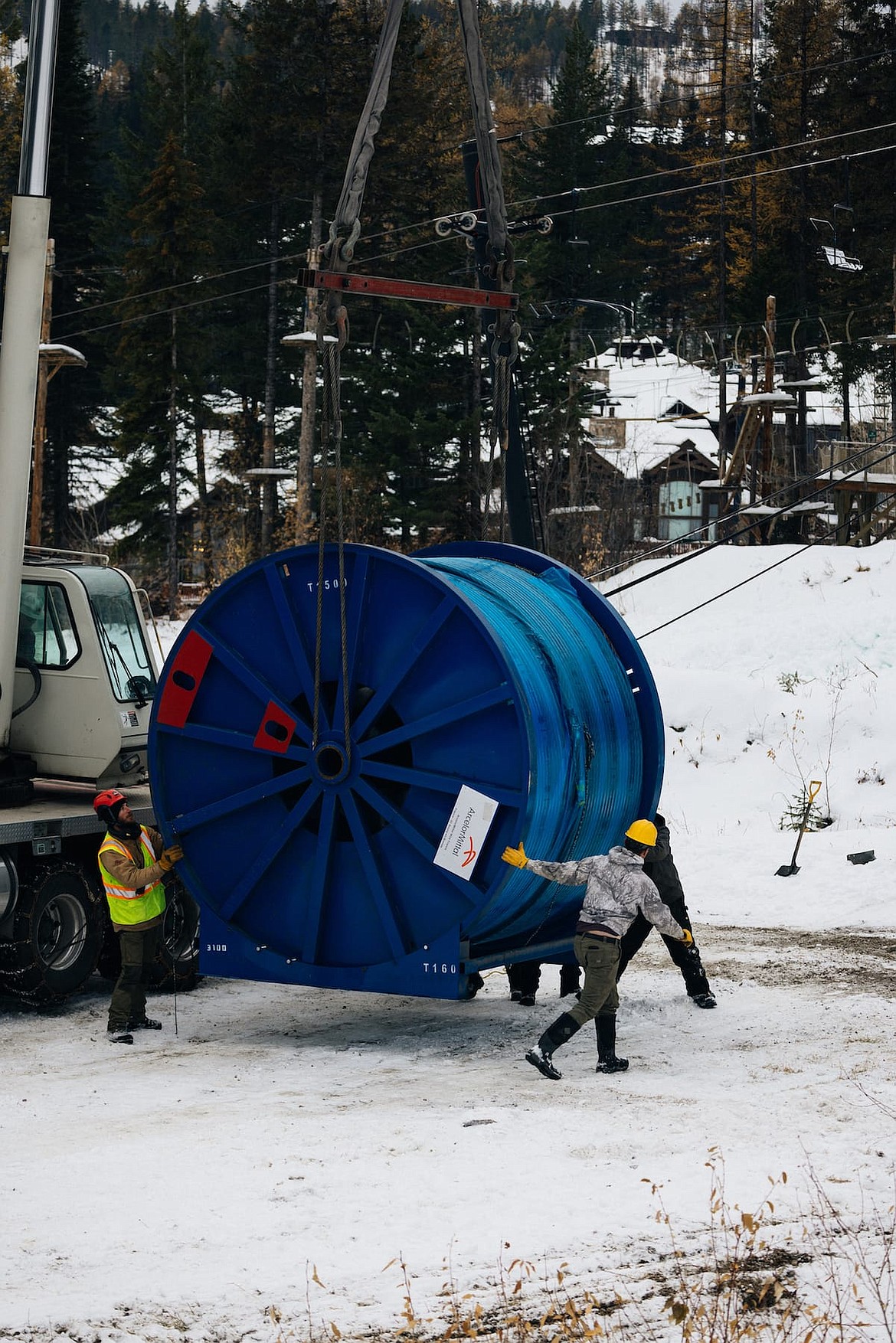 The haul rope for the new Chair 4 finally arrived at Whitefish Mountain Resort last week. (Photo courtesy of Whitefish Mountain Resort)