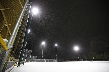 The lights of Memorial Field shine Wednesday night in support of the University of Idaho and in remembrance of U of I students Ethan Chapin, Madison Mogen, Xana Kernodle and Kaylee Goncalves, who were slain in Moscow on Nov. 13. The lighting coincided with a candlelight vigil at the  university in memory of the students. Coeur d'Alene joined communities across Idaho by standing in solidarity with UI to “Light up Idaho.”