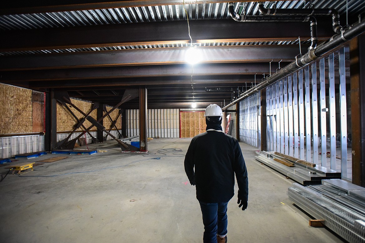 Airport director Rob Ratkowski leads through a section of Glacier Park International Airport's terminal expansion project on Wednesday, Nov. 30. (Casey Kreider/Daily Inter Lake)