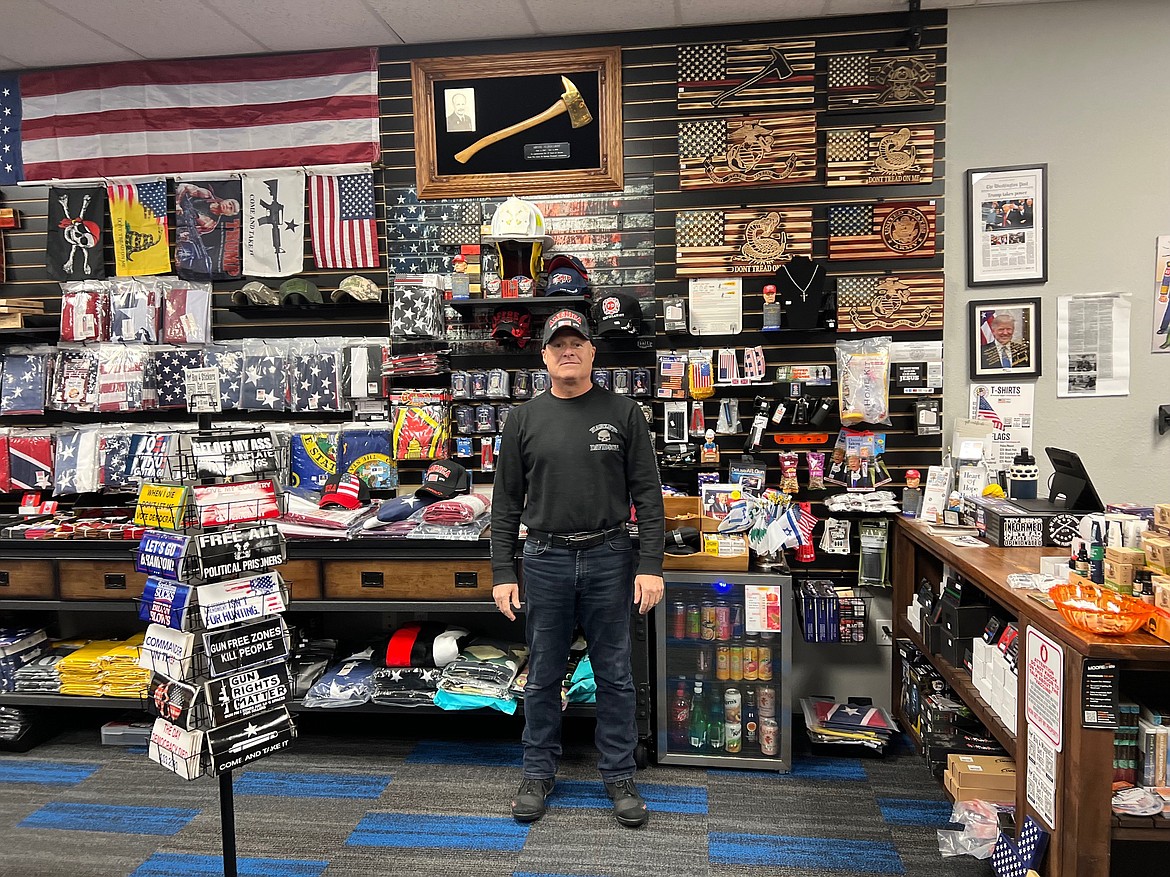 Patriot Hangout owner Mike Marquardt inside his shop.