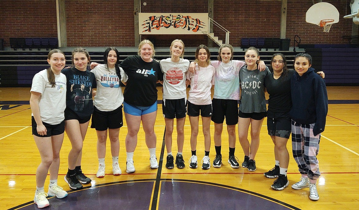 The Mullan Jr./Sr. High School girls basketball team (from left) are Caitlin Garitone, Liberty Petit, Sarah Haig, Leah Frazier, Avah Blankenship, Jazzmyn Nelson, Ellie Lowman, Alyssa Bosson, Autumn Chavez and Sienna Street.