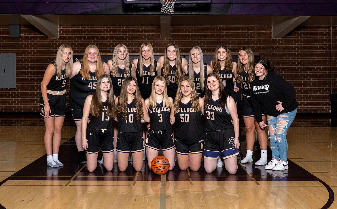 The Kellogg High School girls basketball team (back row from left) are Macy Jerome, Haylee Potts, Aubree Groth, Dani Schillereff, Madison Cheney, Emily Coe, Mya Reynoldson, Dani Henrikson and Manager Zoie Bernier. Front row: Alex Karst, Makaila Groth, Brianna Clapper, Audrey Hart and Kelsie Dechand.