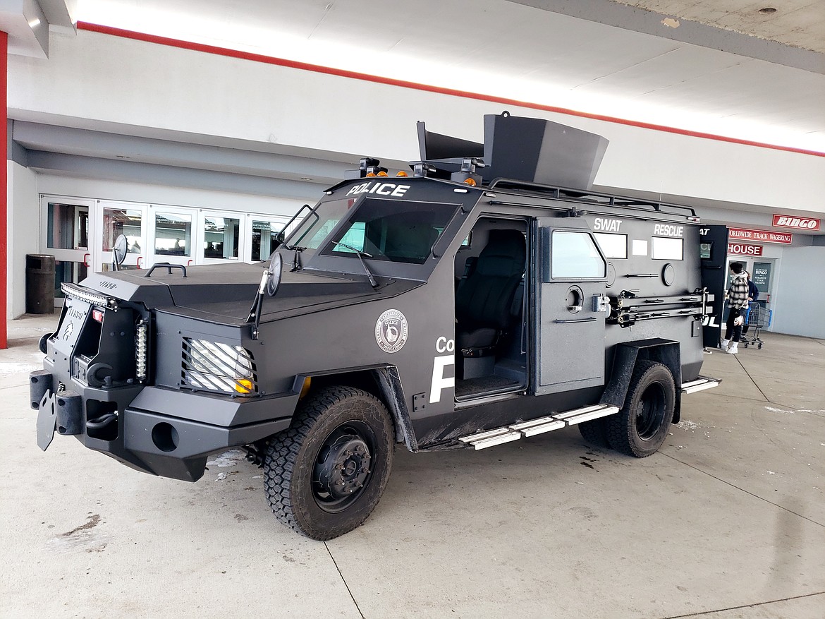 Police brought the heavy equipment to the Holidays and Heroes celebration on Dec. 4 at the Greyhound Park and Event Center. In addition to a helicopter flying overhead to park on the back lot, there were police cruisers, fire department trucks and a SWAT vehicle.