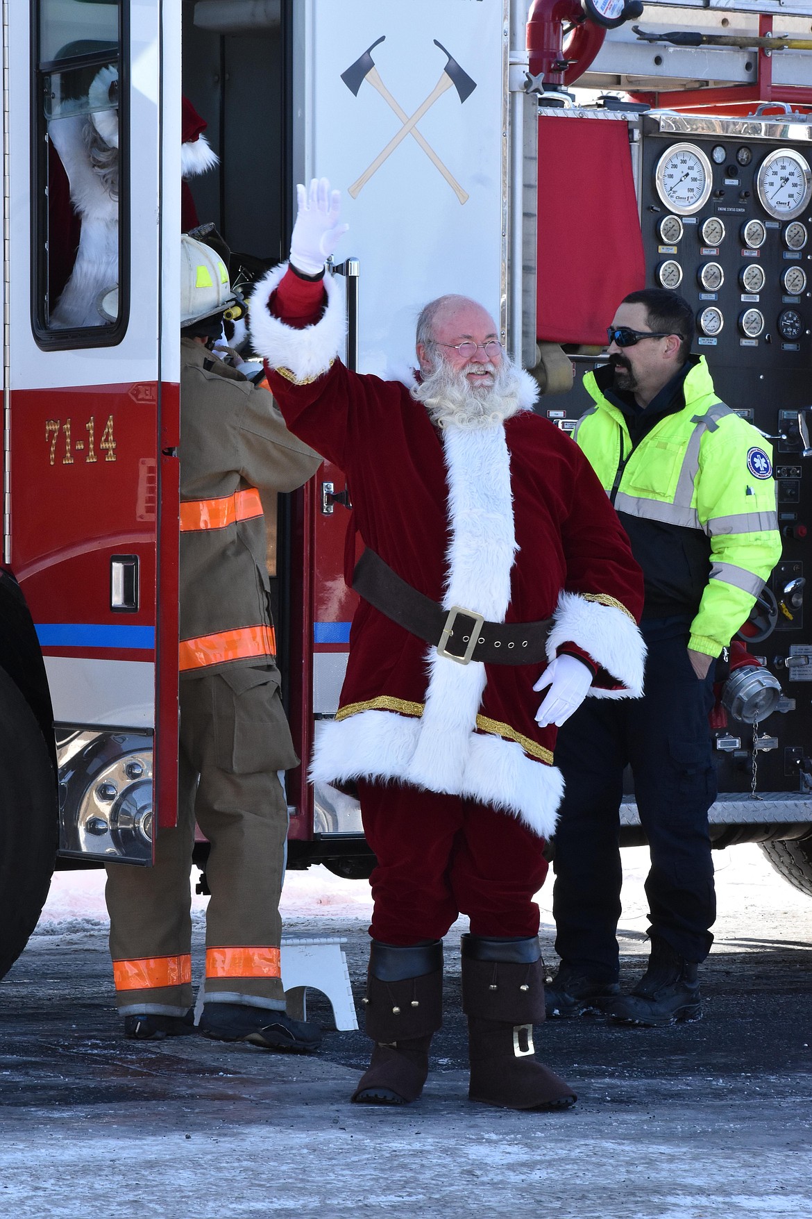 Mr. and Mrs. Claus arrived in a firetruck, courtesy of Grant County Fire District 7.