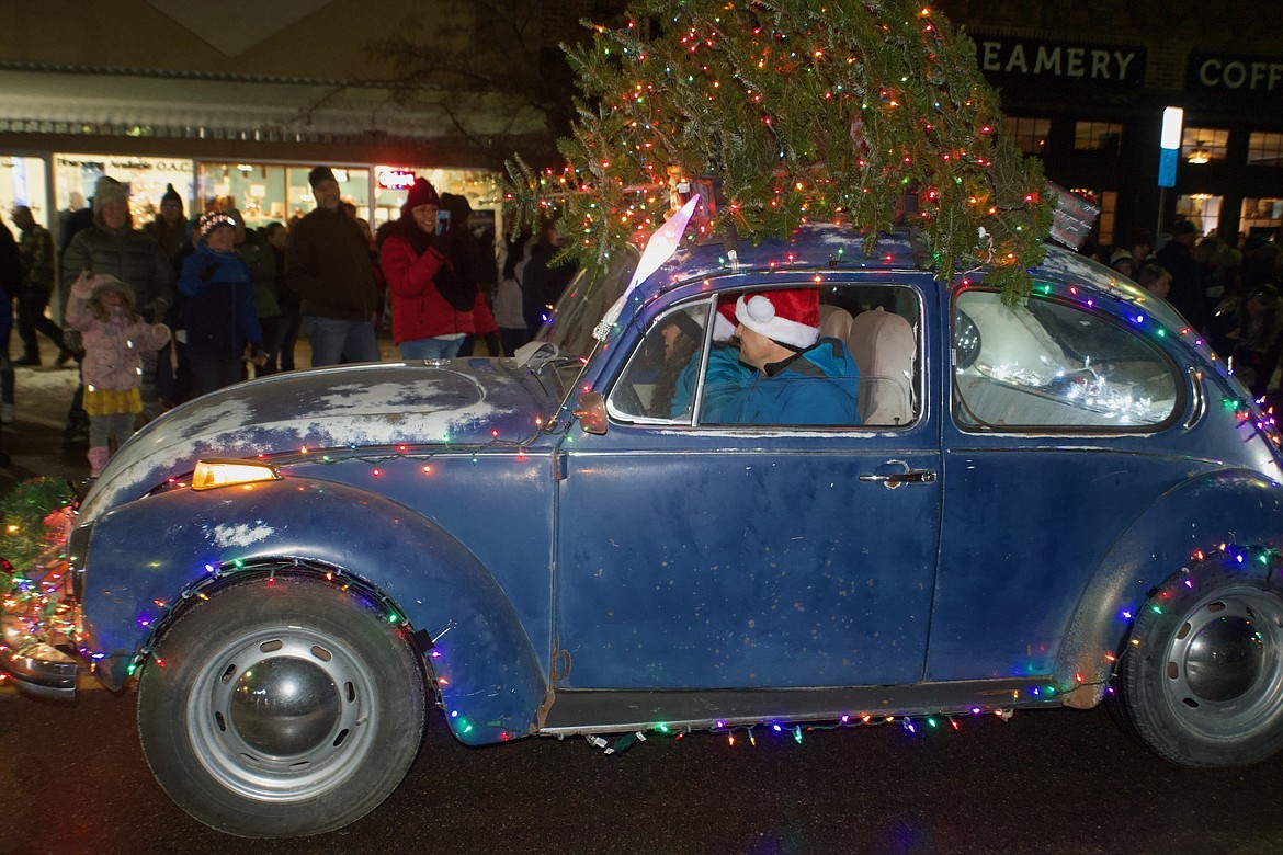 Chris & Erin Schock's VW bug got the nod from judges for Best Use of Lights at last Friday's Parade of Lights in Polson. (Kristi Niemeyer/Lake County Leader)