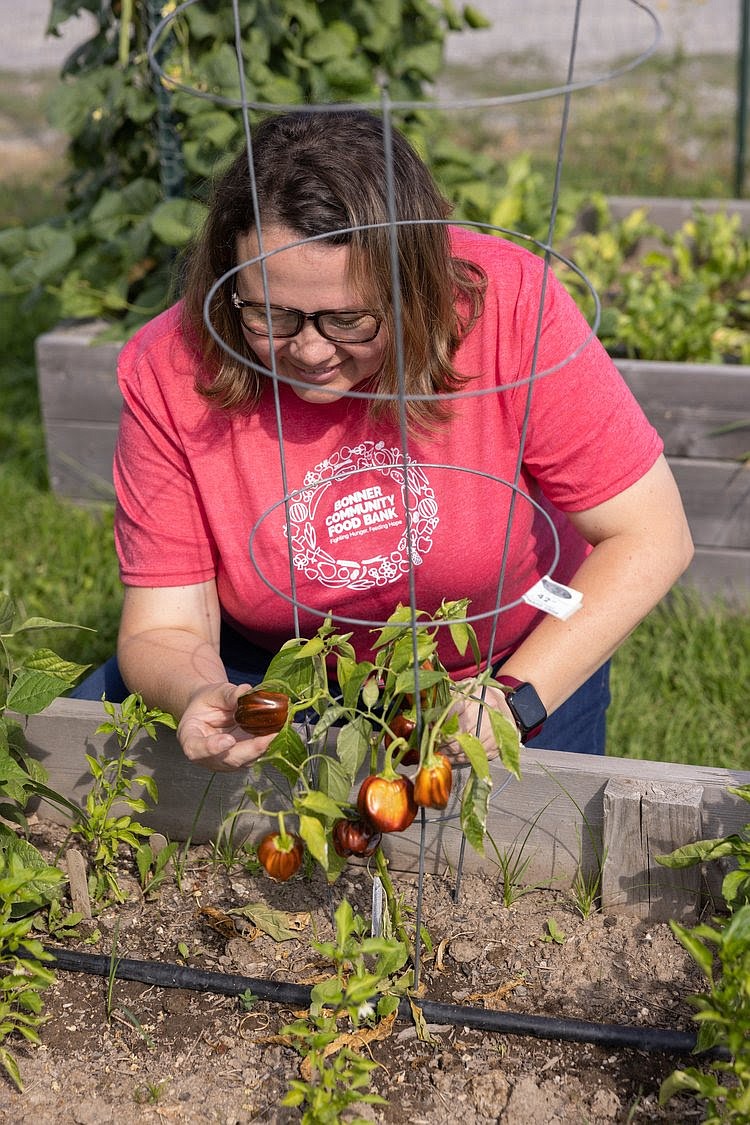 Debbie Love getting her hands dirty to feed others.