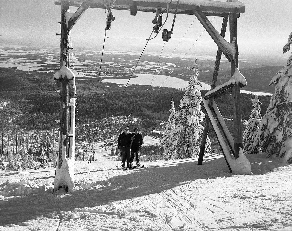 The original T-Bar lift in the 50s. (Marion Lacy photo courtesy of Whitefish Mountain Resort)