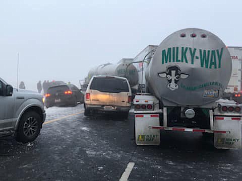 No serious injuries were reported in the 38-vehicle pileup on I-90 Wednesday morning, but the road was closed for about 10 hours.