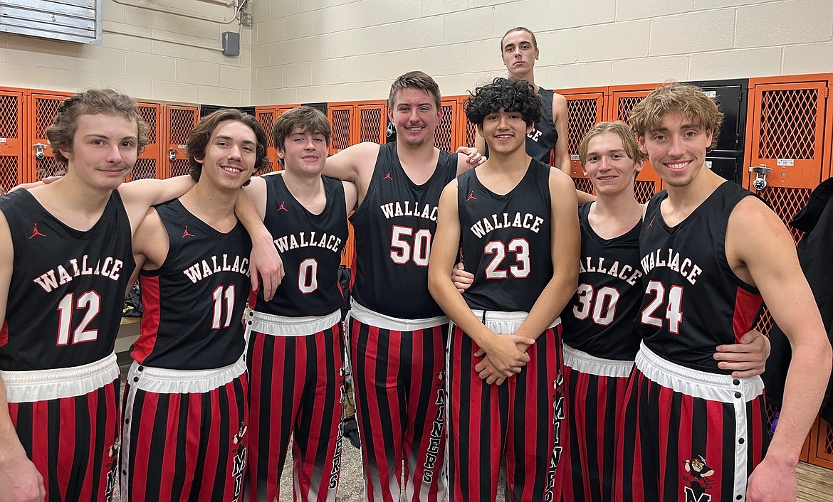 The Wallace Jr./Sr. High School basketball team (from left) are Theron Morden, Landon Streeter, Wyatt Ritchey, Alex Cleveland, Julian Davis, Elliott Schmidt and Aydin Hasz. Standing in the back is Damian Davis. Not pictured is Brad Tesky.