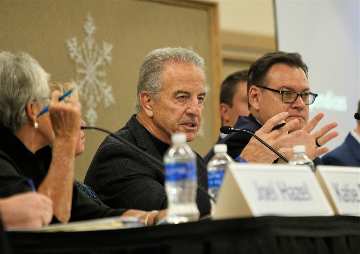 Kootenai Health Trustee Robert Colvin makes a point during Thursday's meeting on the hospital's proposed transition to a nonprofit status.