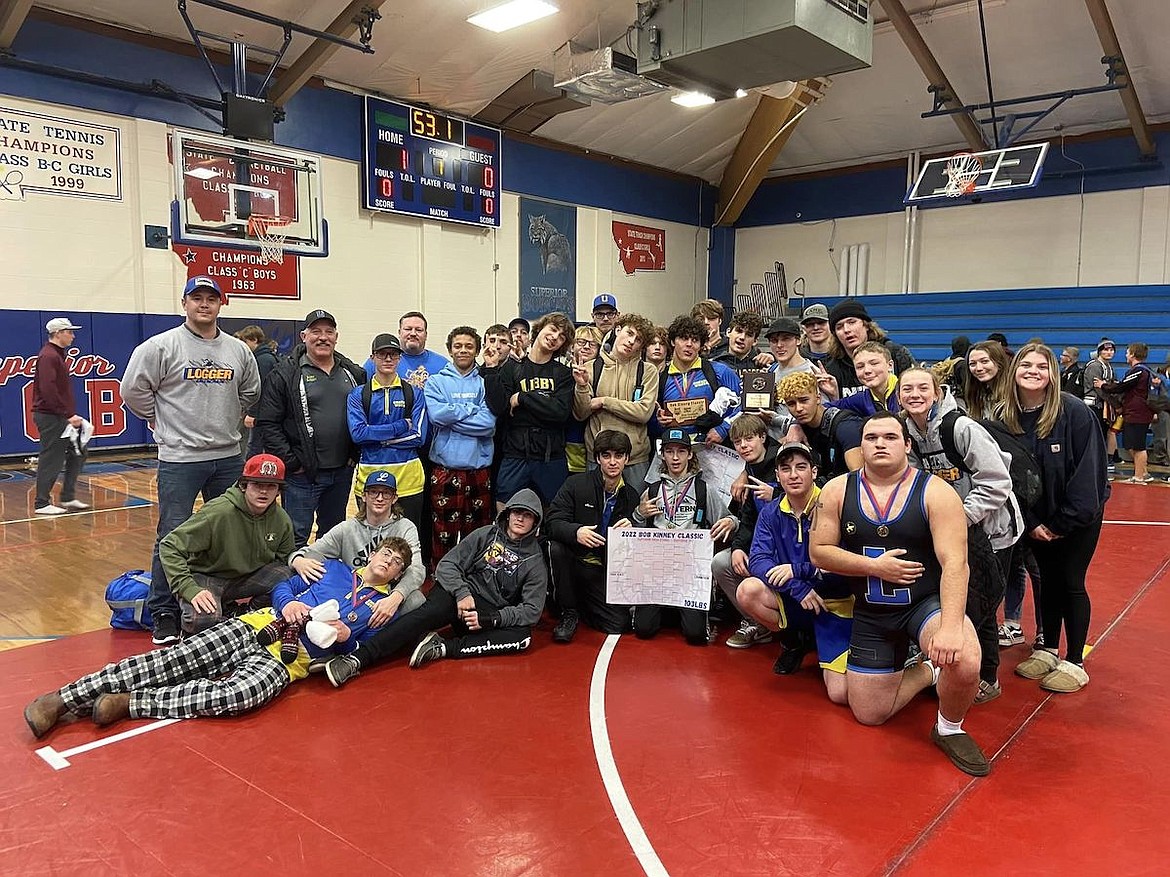 The Libby High School wrestlers crowned three champions and placed second as a team at the Bob Kinney Classic on Saturday, Dec. 10. (Photo courtesy Libby High School)