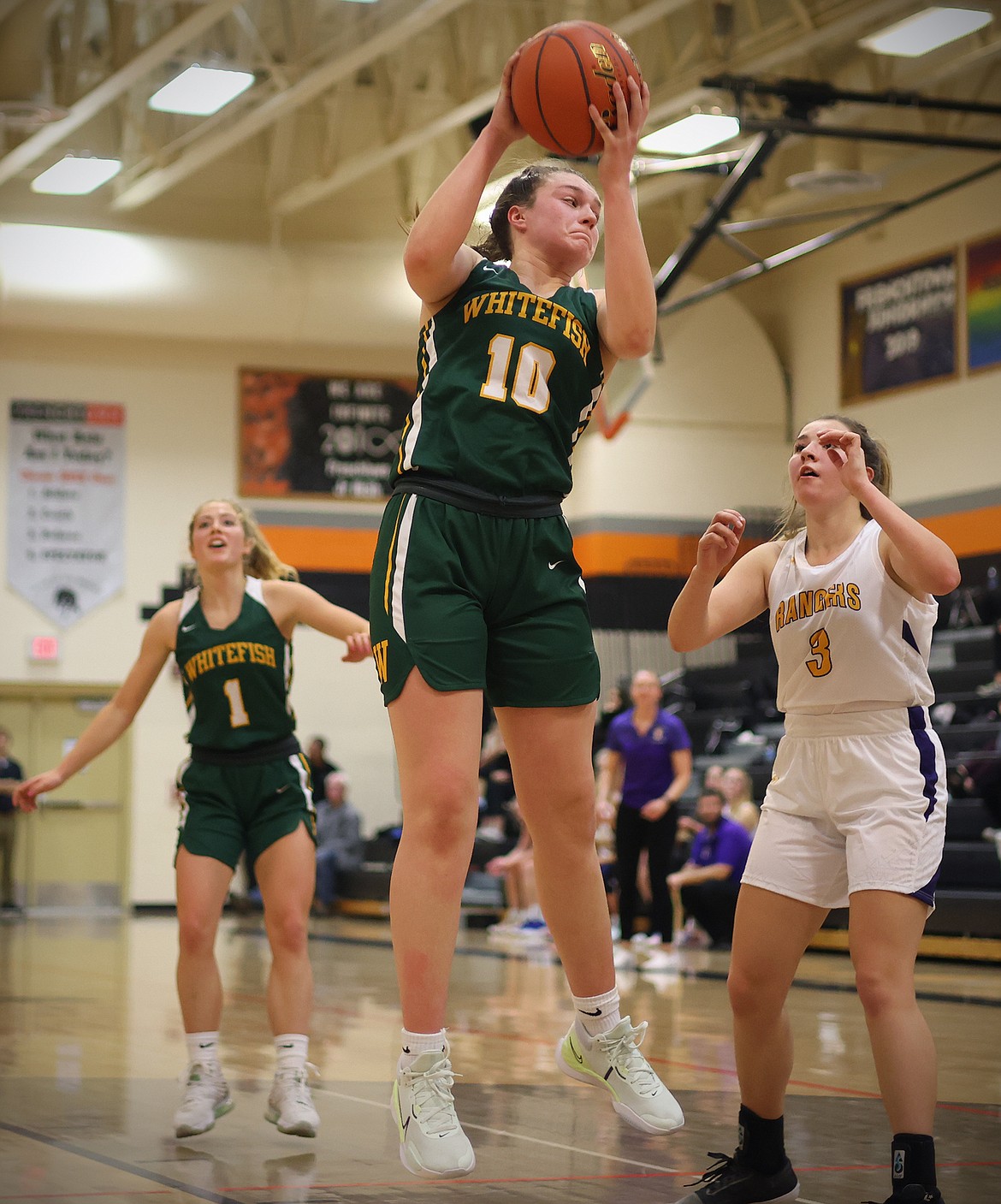 Whitefish's Jude Perry pulls down a rebound against Park during action at the Frenchtown Tip-Off Tournament Friday, Dec. 9. (Jeremy Weber/Daily Inter Lake)