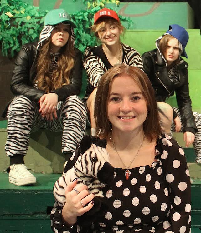 The Wolfpack Theatre Company at Glacier High School is bringing to the stage, “Zink: The Myth, the Legend, the Zebra.” In front, Zink, played by Kiya Hendershott, and in the back row is Zap played by Emma Carpenter, Ice Z played by Maeva Malcheski and Zip played by Elise Plum. (Courtesy photo)